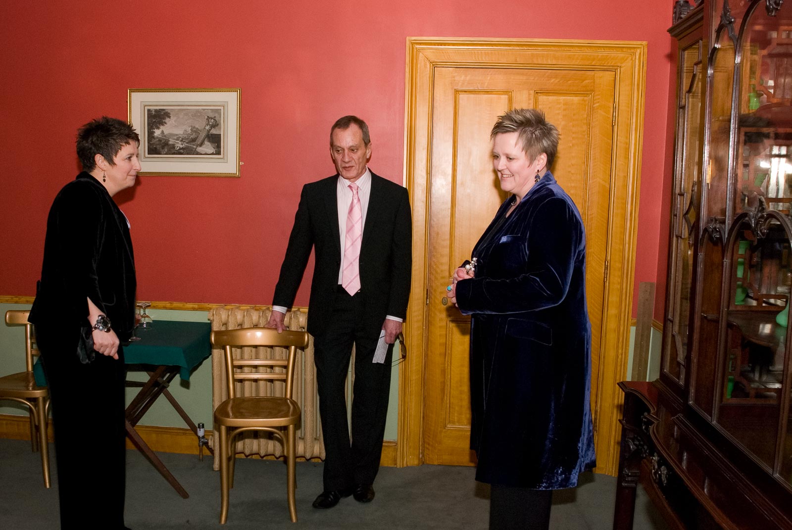 Laura and Paula are debriefed inside Brighton Dome before their civil partnership.