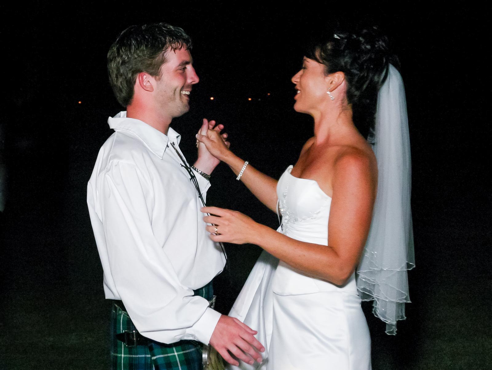 Russ and Megs enjoy their first dance after their wedding.