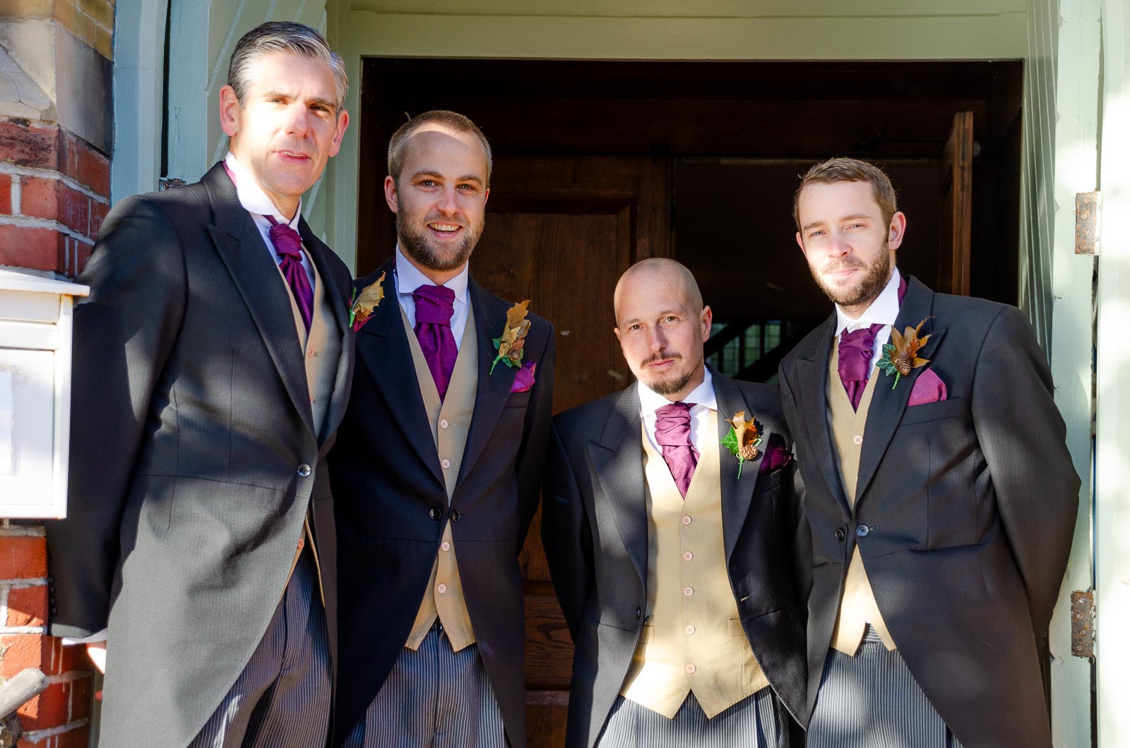Jon's best men and ushers pose outside St Michaels Church in Brighton before his wedding.