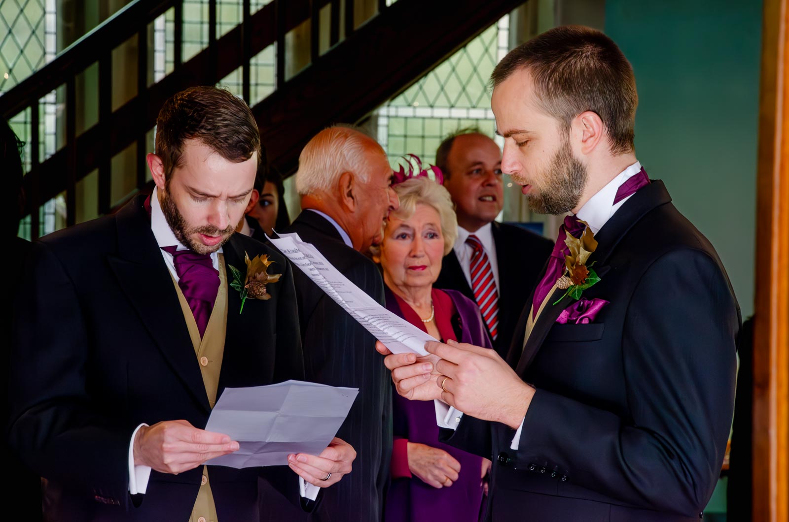 Jon's best men assess their speeches before his wedding to Lou.