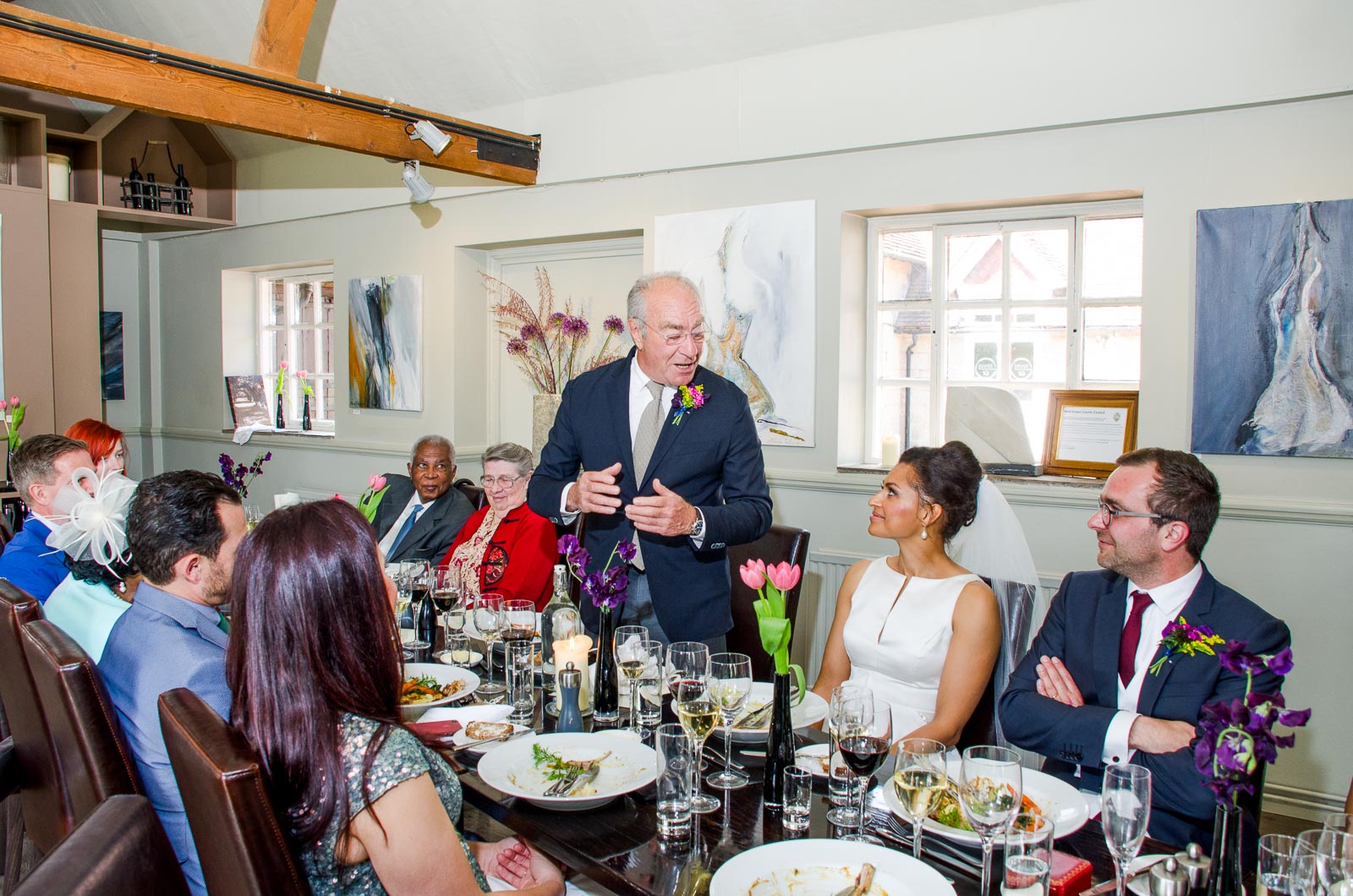 Raf's dad gives a speech at Raf and Tash's wedding reception in Borde Hill, Haywards Heath.