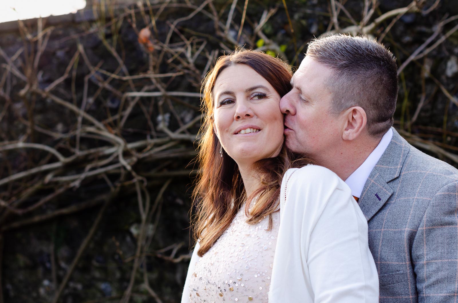 Grant kisses Jane on the cheekat Southover Grange in Lewes.