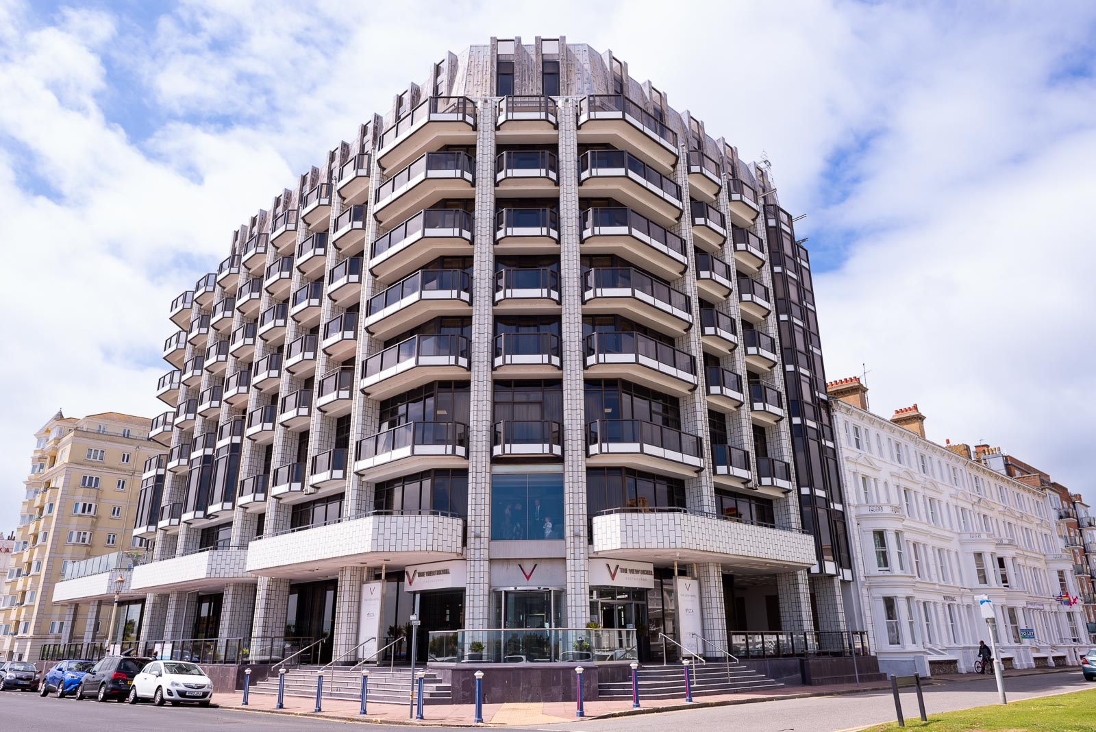 An outside view of Grand Hotel in Eastbourne.