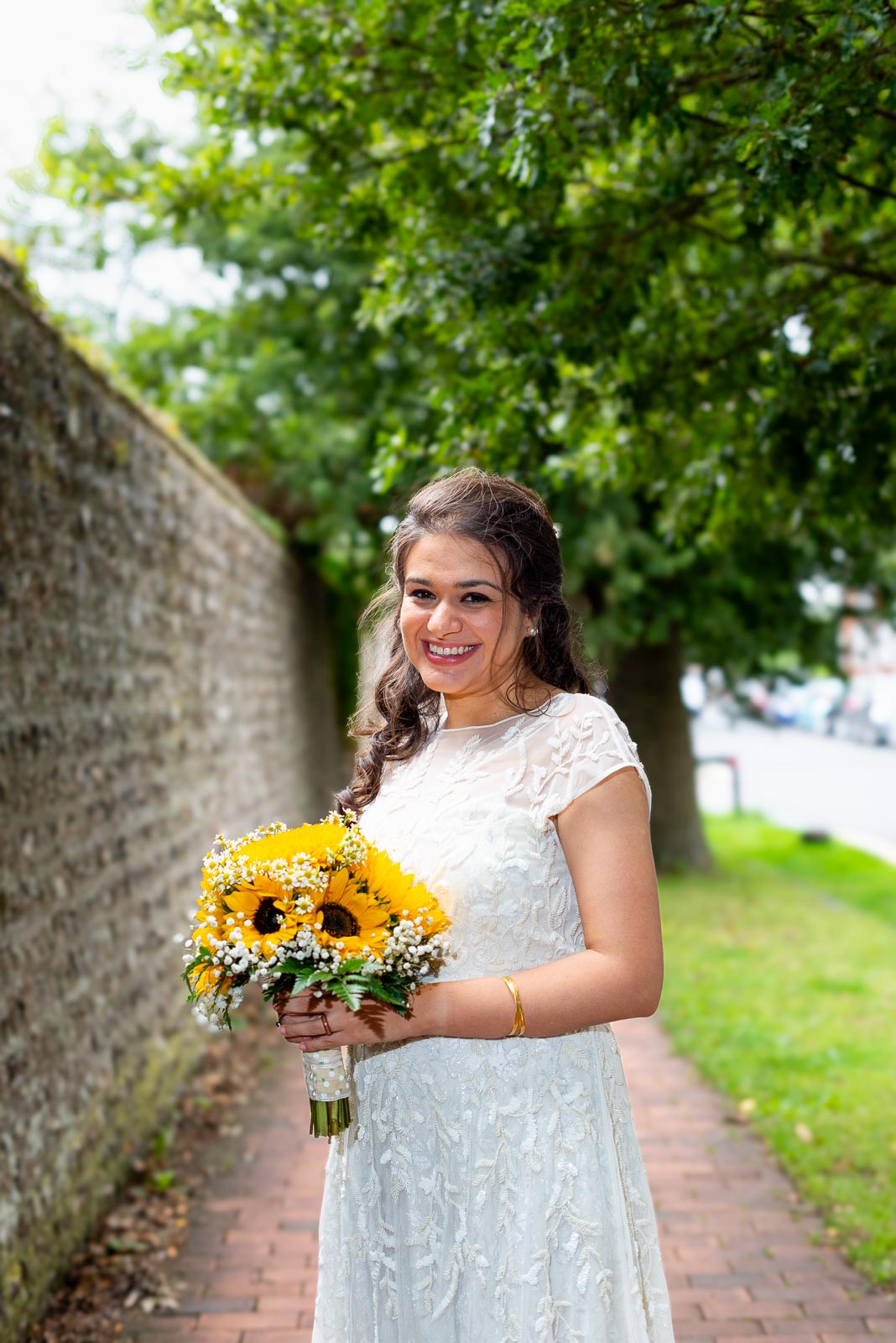 Anjana arrives at Trinity Church in Lewes before her wedding to Ashley.