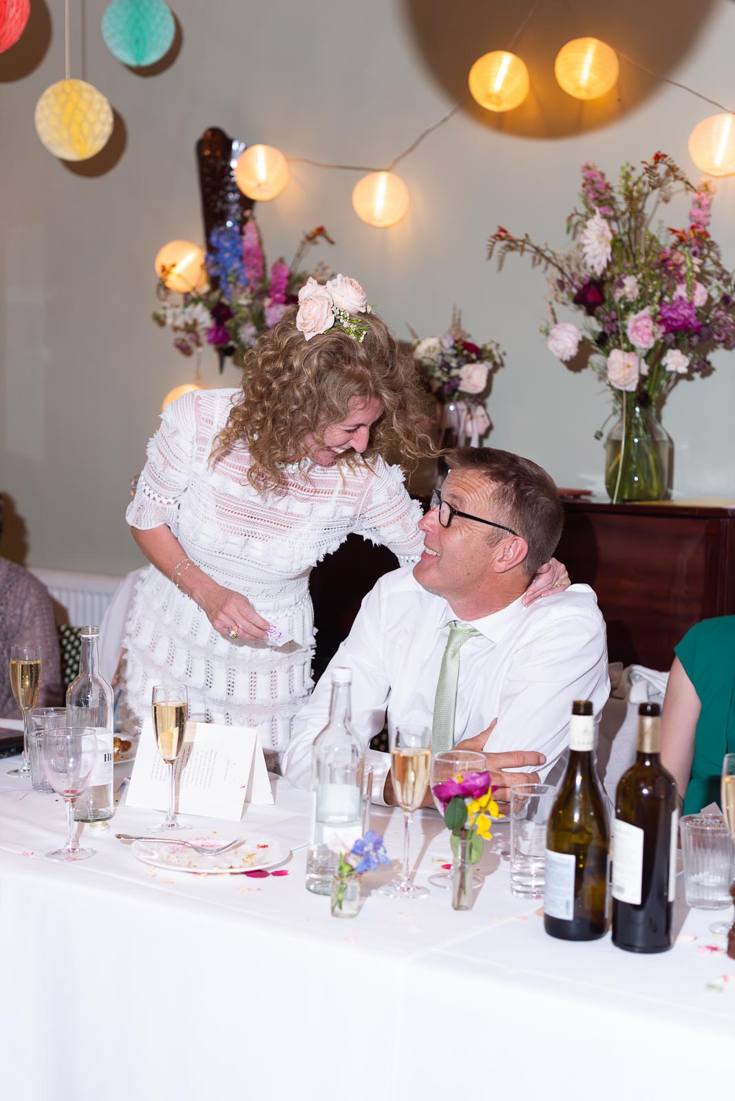 Kitty and Will exchange a look during their wedding reception in London.