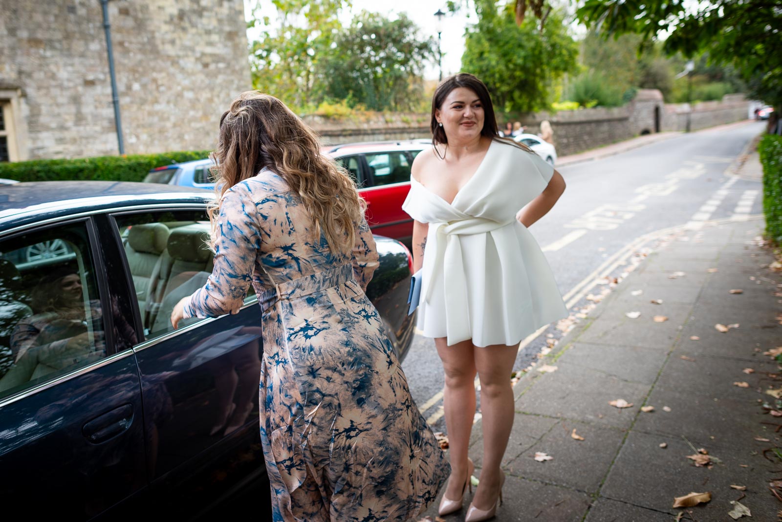 Maria arrives ast the front of Lewes Register Office before her wedding to Robert.