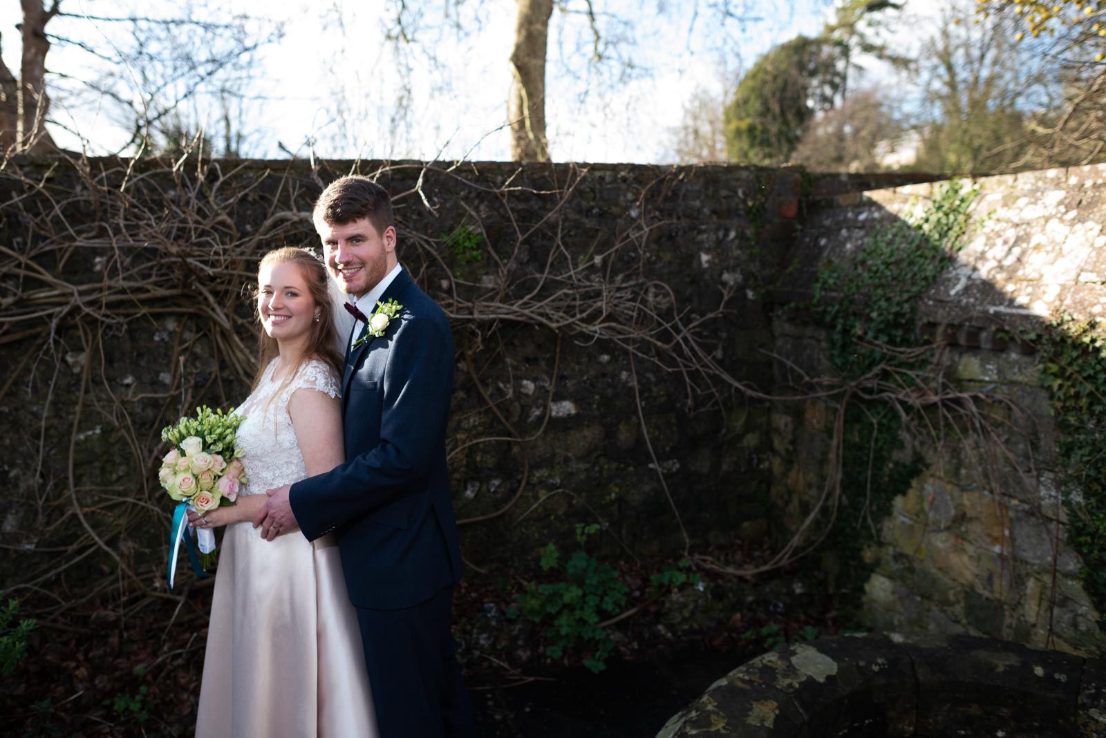 Belinda and Chris pose in Southover Grange after their wedding at Lewes Register Office.