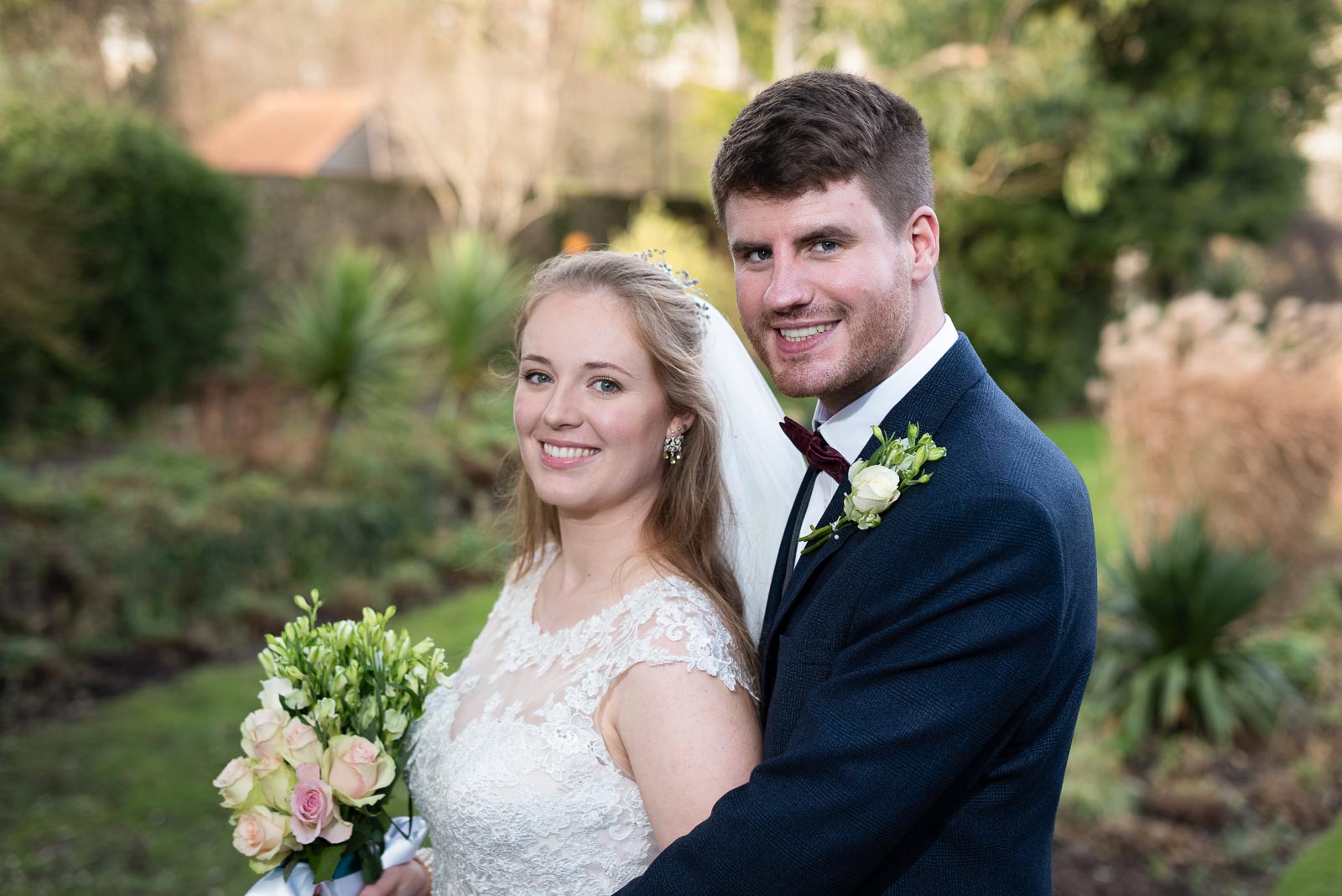 Belinda and Chris pose in Southover Grange after their wedding at Lewes Register Office.