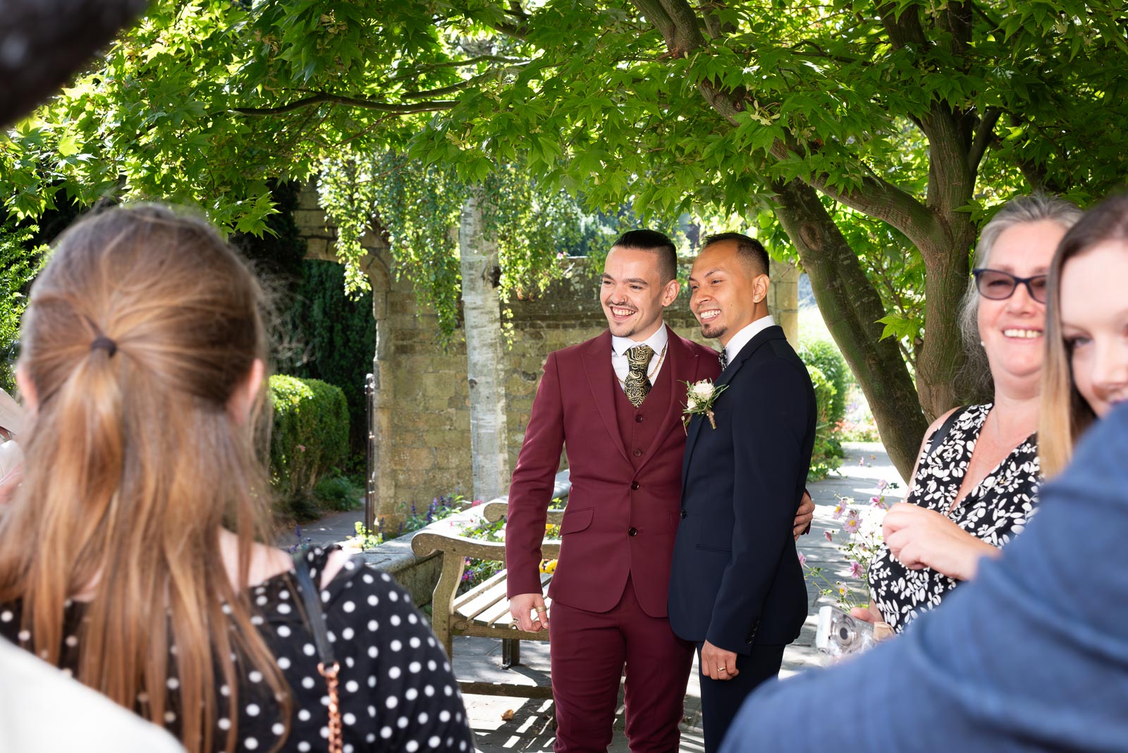 Ady and Jose pose for family photos in Southover Grange after getting married at Lewes Registry Office.