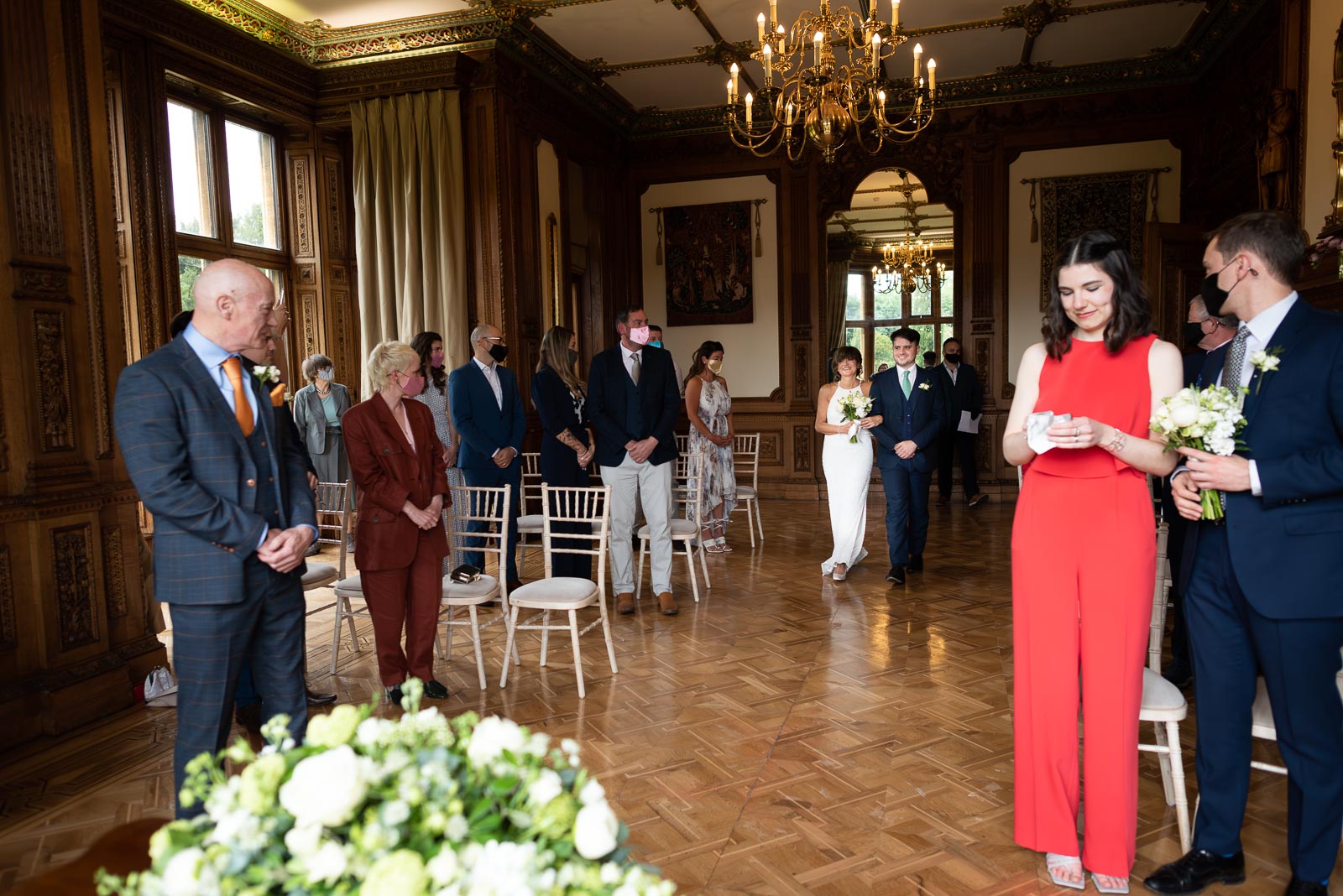 Carmen walks down the aisle accompanied by her son in Maximilian at Manor by the Lake in Cheltenham before her wedding to Jeff.