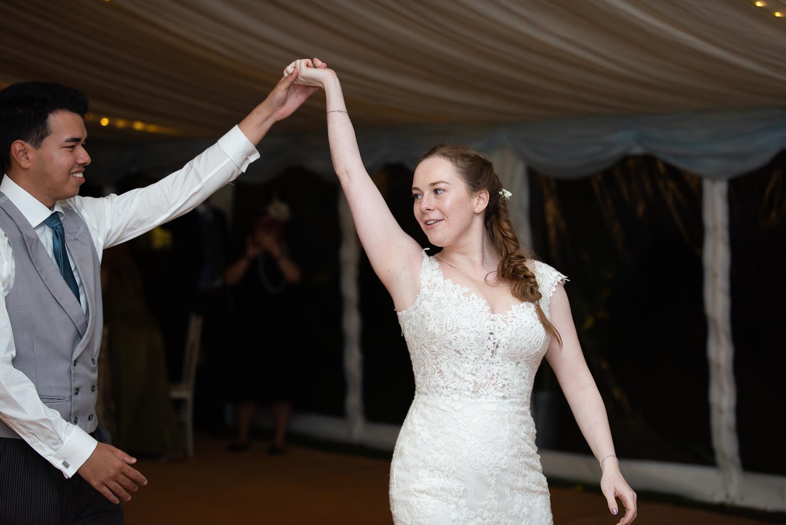 Lily and Callum take to the dance floor for their first dance in Iford.