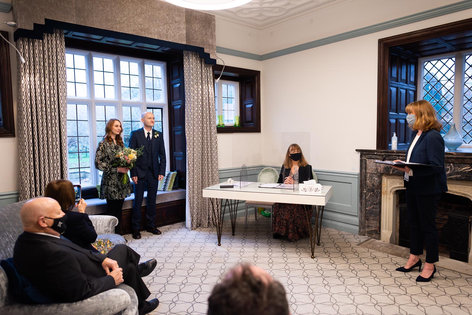 Melanie and Ryan enjoy their wedding ceremony in the Evelyn Room at Lewes Register Office.