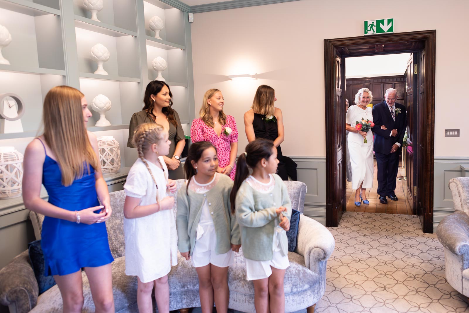 Joanne arrives at the Evelyn Room in Lewes Register Office before her wedding to Martin.