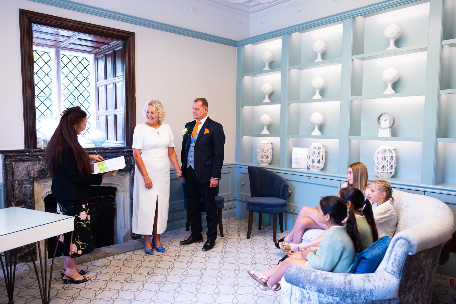 Joanne joins Martin in the Evelyn Room at Lewes Register Office before their wedding.