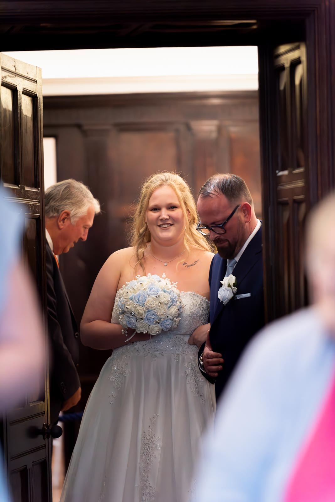 Eliana arrives at the door of the Ainsworth Room at Lewes Register Office before her Wedding to Jacob.