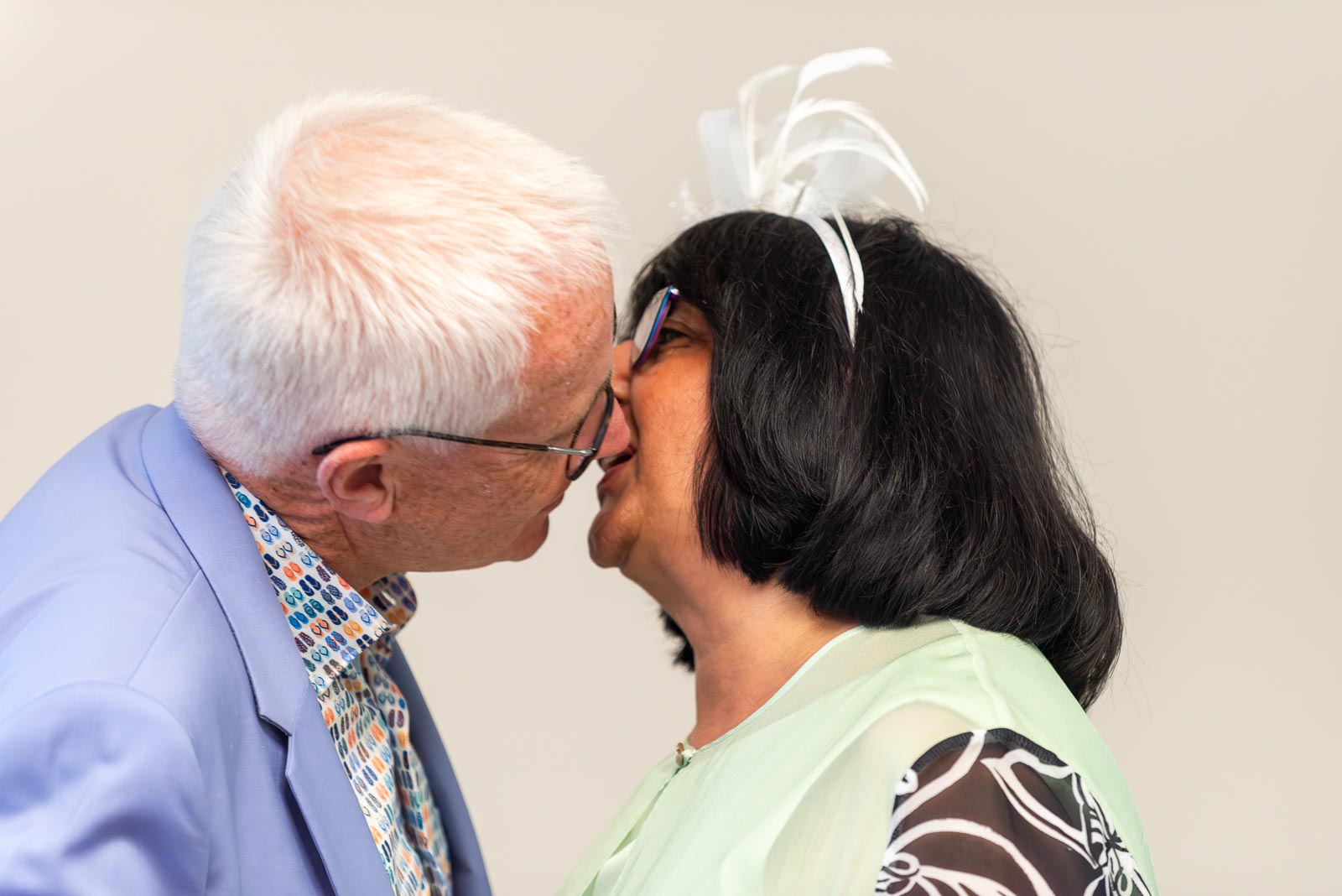 Ashifa and Julian have enoy their first kiss as husband and wife at Lewes Register office