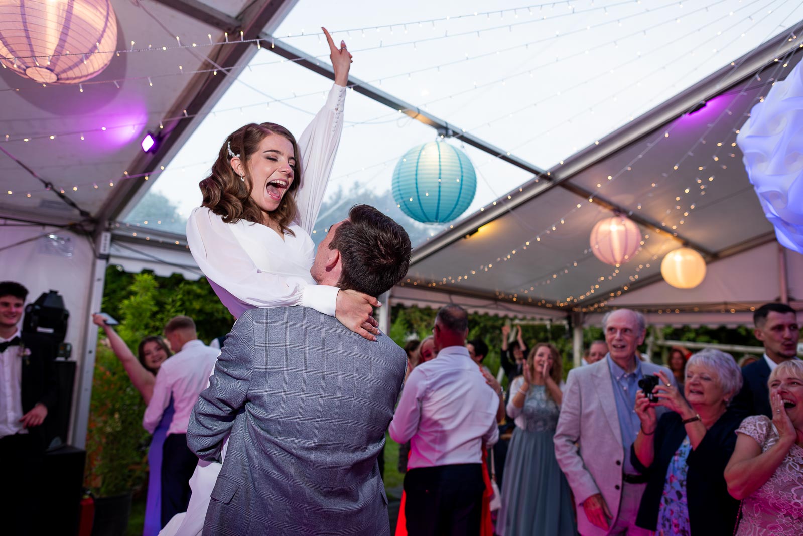 May and Mark enjoy their first dance at their Wedding Reception in the Anchor Inn in Ringmer