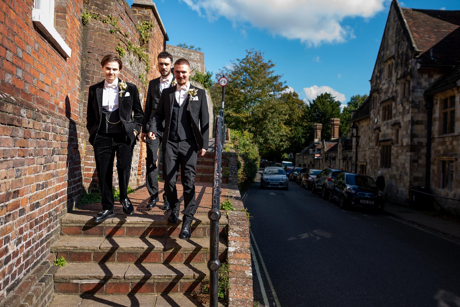 Laurence and his best men arrive at Lewes Registry Office before his wedding to Lola.