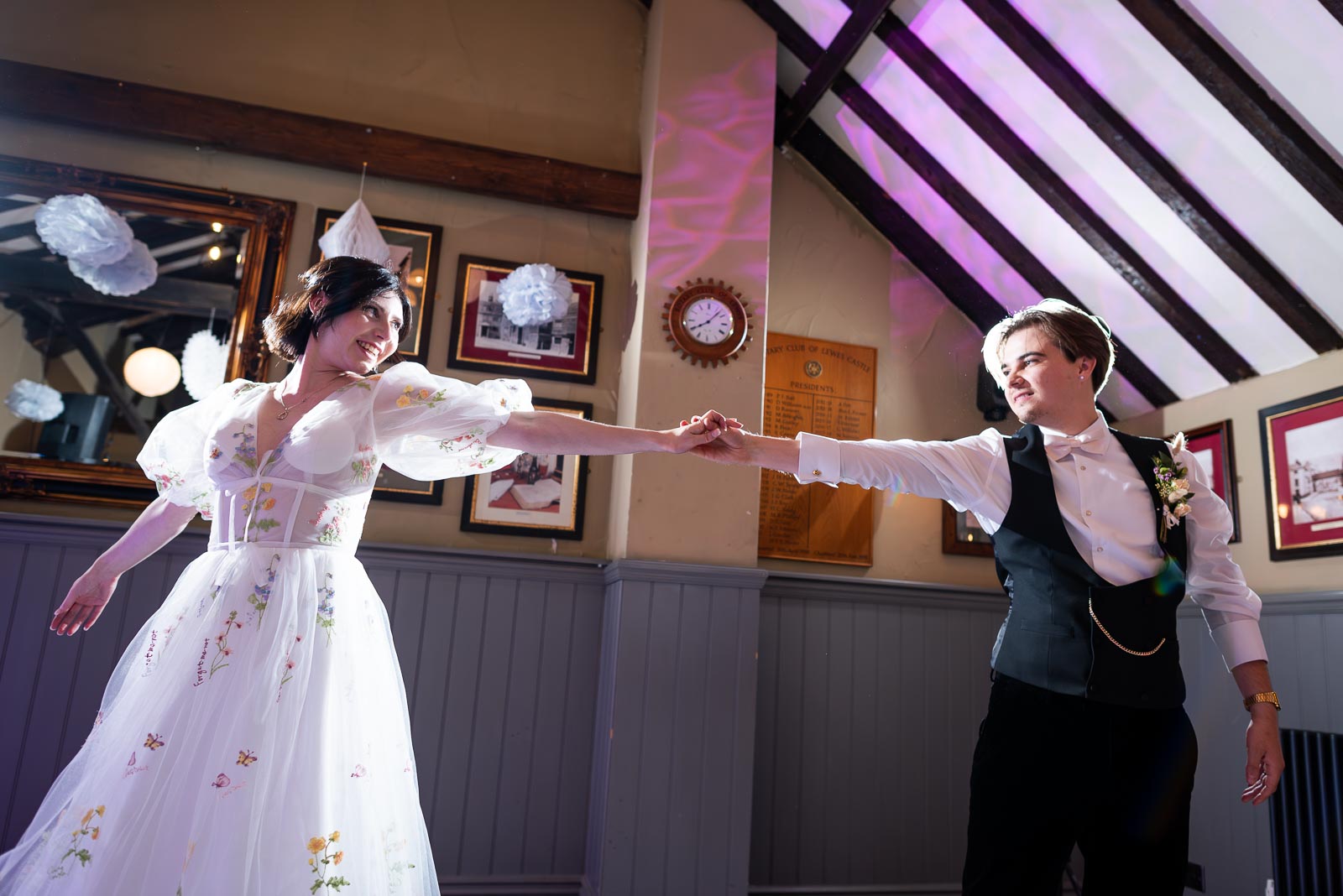 Lola and Laurence enjoy their first dance at the John Harvey Tavern in Lewes.