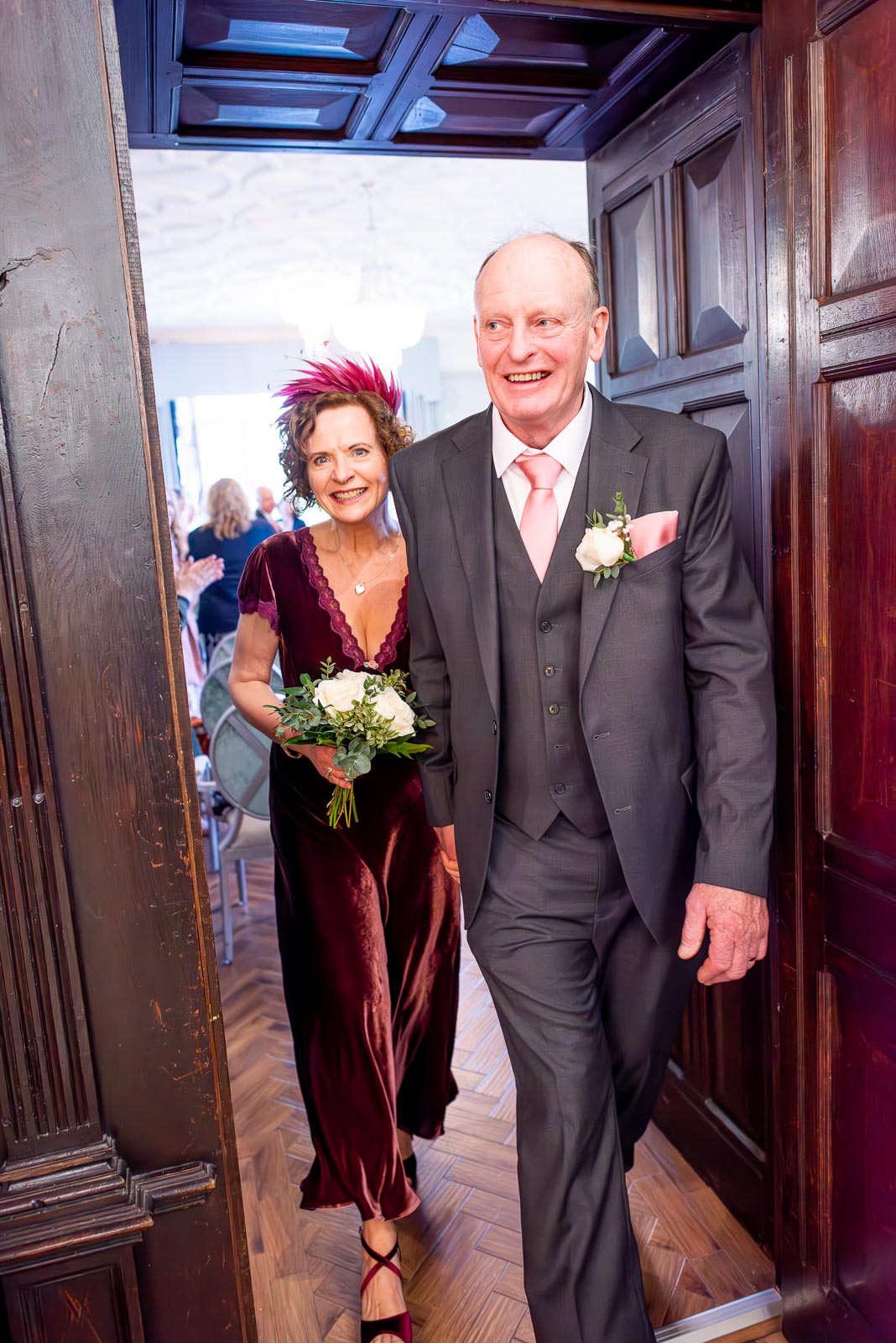 Jill and John leave the Ainsworth Room at the Lewes Registry Office following their wedding