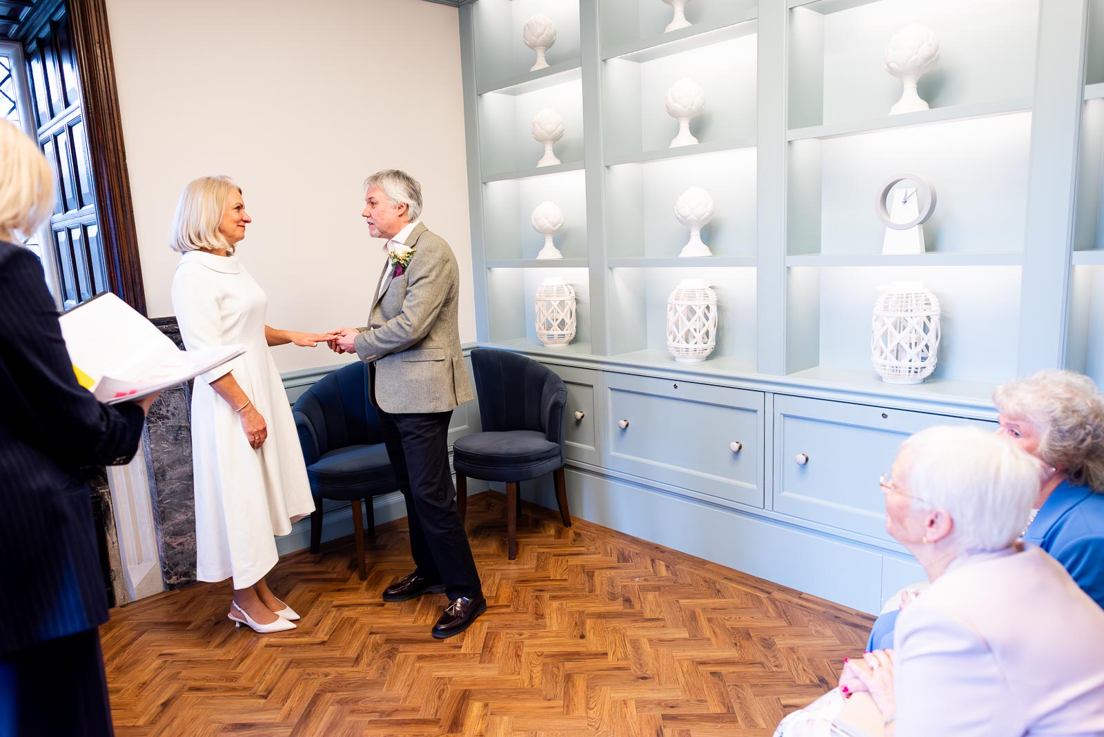 Jo and Darren give their vows during their wedding in the Evelyn Room at Lewes Registry Office