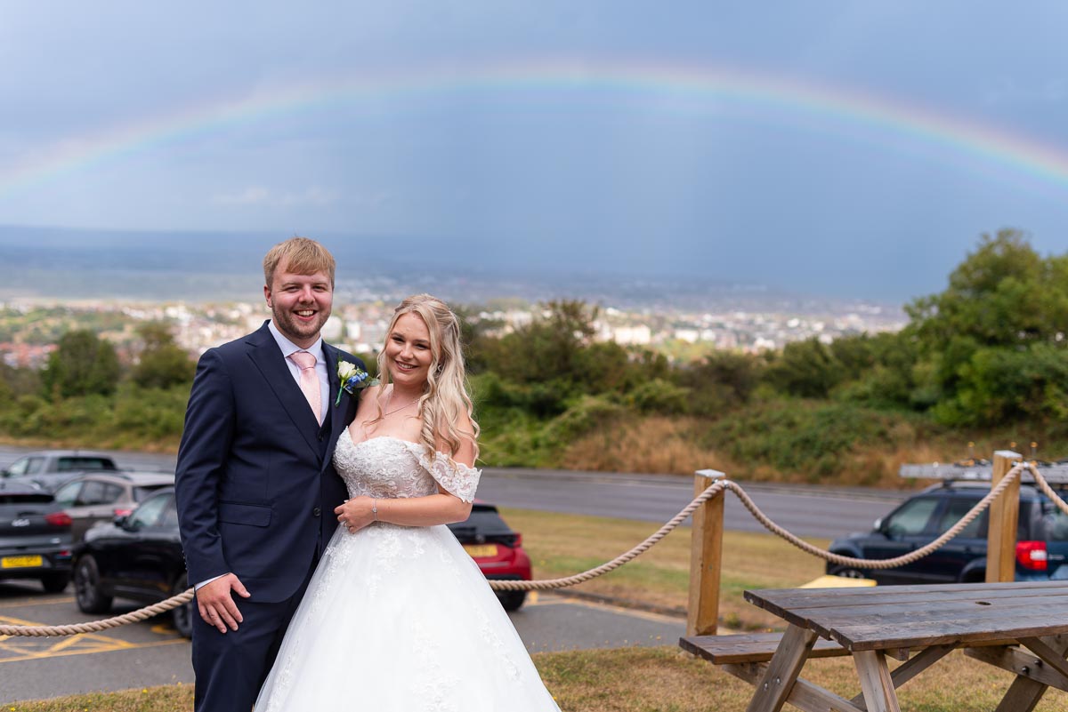 Shannon and Brandon enjoy a rainbow at Eastbourne Downs Golf Club during their Wedding Reception. 