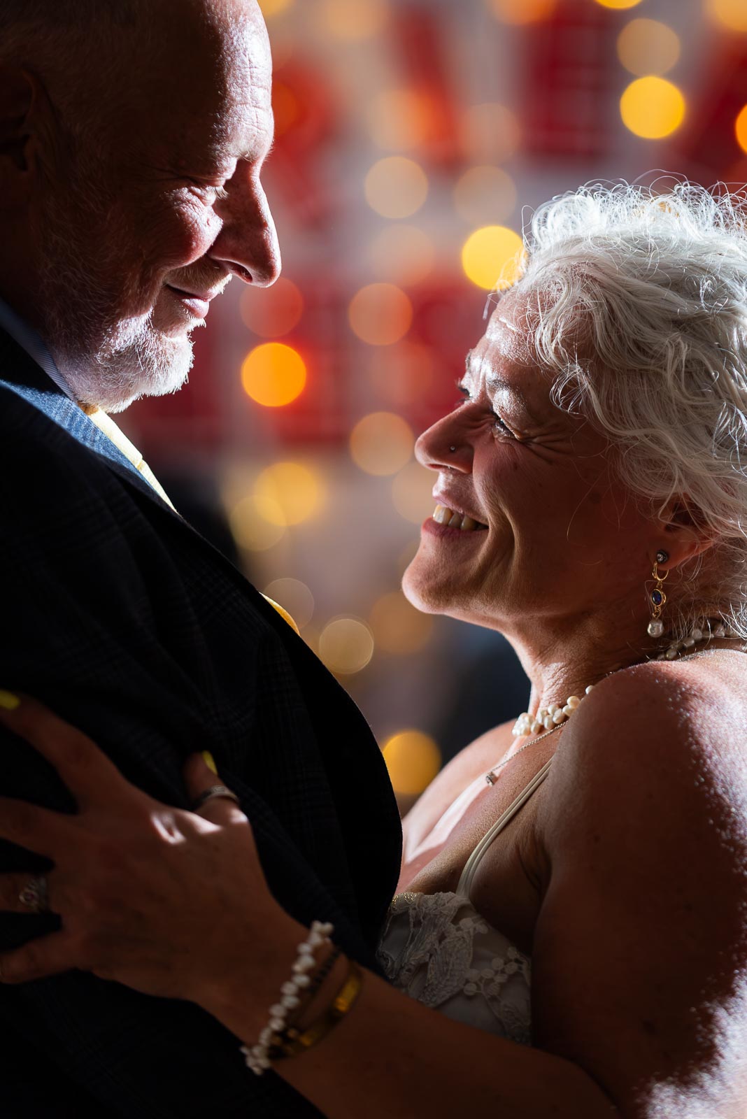 Karen and Hugh enjoy their first dance in the Blencowe Room at Pelham House in Lewes following their wedding. 