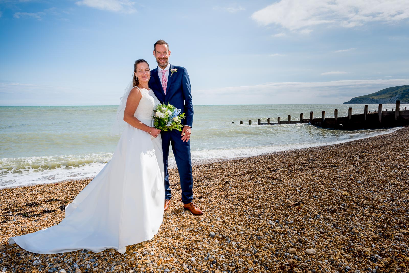 Donna and Andy on Eastbourne Beach after their wedding.